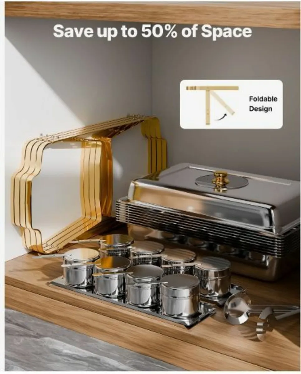 8 Qt 4 Pack Rectangle Chafing Dish Buffet Set - Image 4