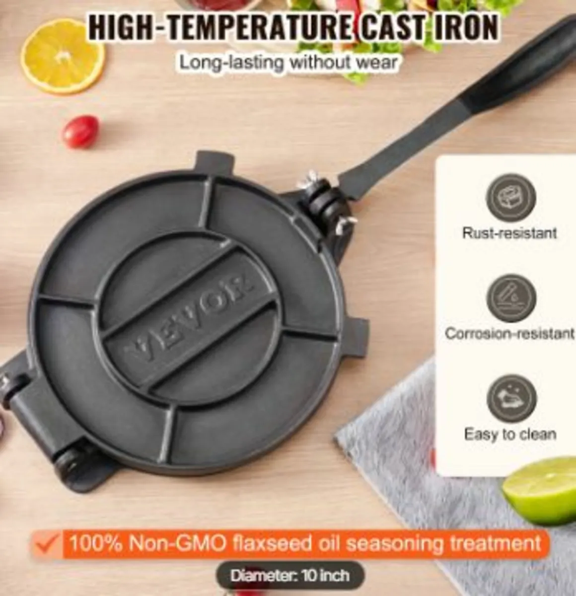 Tortilla Press, 10 Inch Tortilla and Roti - Image 2