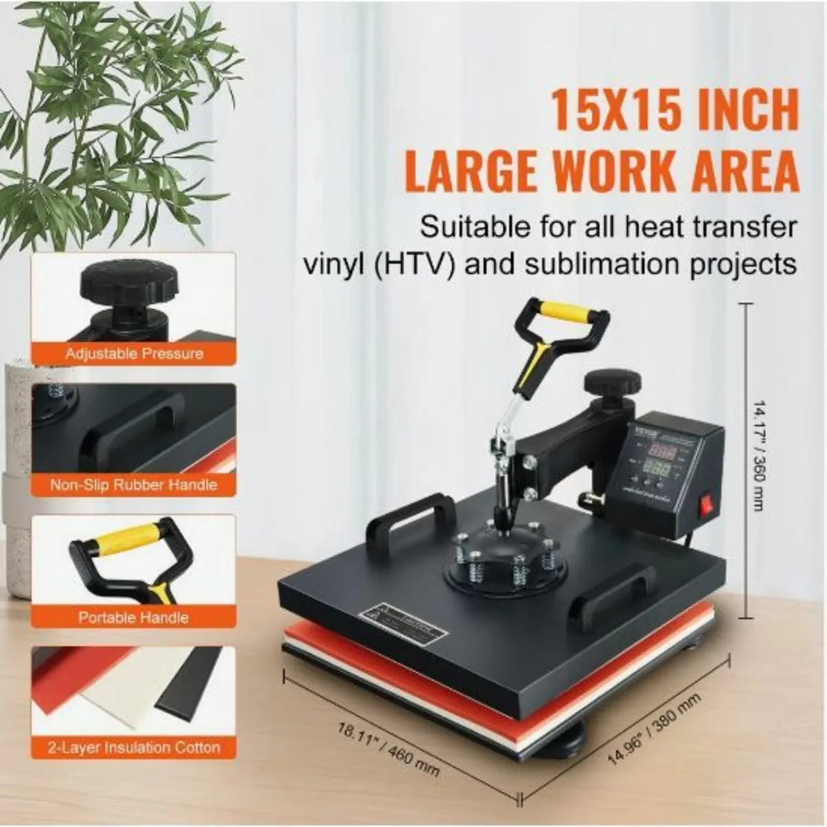 Heat Press Machine, 15x15inch / 38x38cm - Image 4