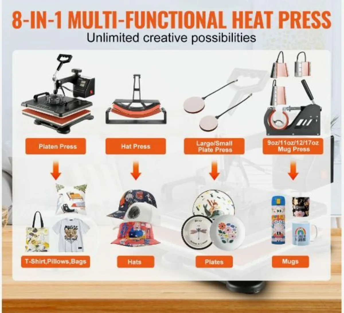 Heat Press 8 in 1 Heat Press Machine 38x30cm - Image 3
