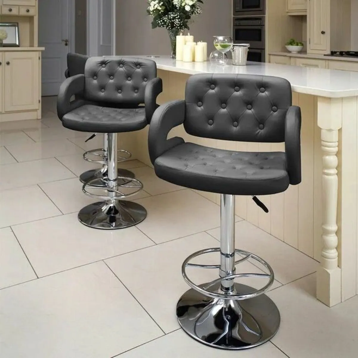 Two Clarenden Leather Bar Stools - Image 1