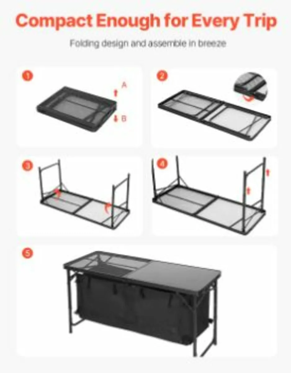 Camping Kitchen Table Folding Portable - Image 2