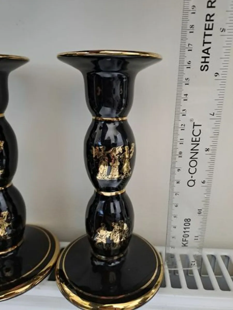 Black and 24 k gold Candle sticks - Image 4