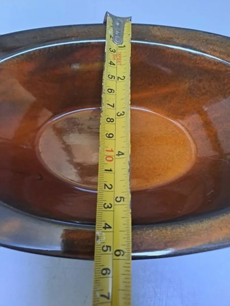 Brown glazed oval bowl - Image 4