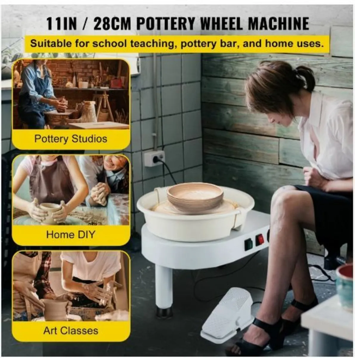 Pottery Wheel, 11in Ceramic Wheel Forming Machine - Image 2