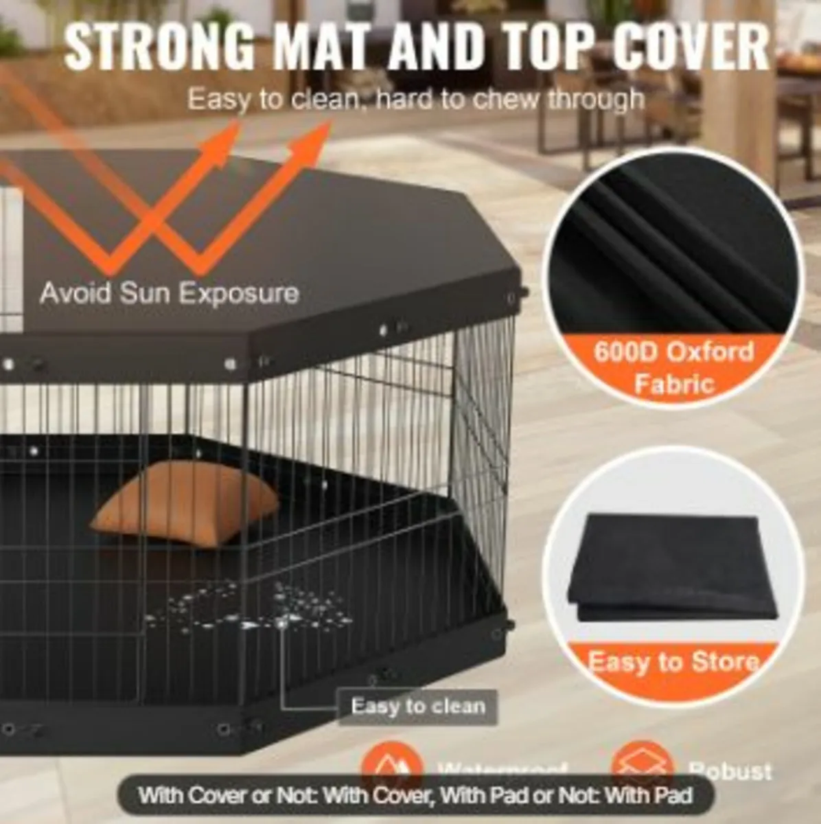 Dog Playpen, 8 Panels Foldable Metal Dog Exercise - Image 3