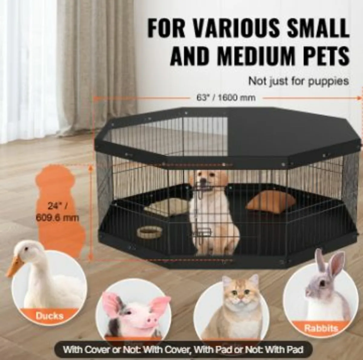Dog Playpen, 8 Panels Foldable Metal Dog Exercise - Image 4