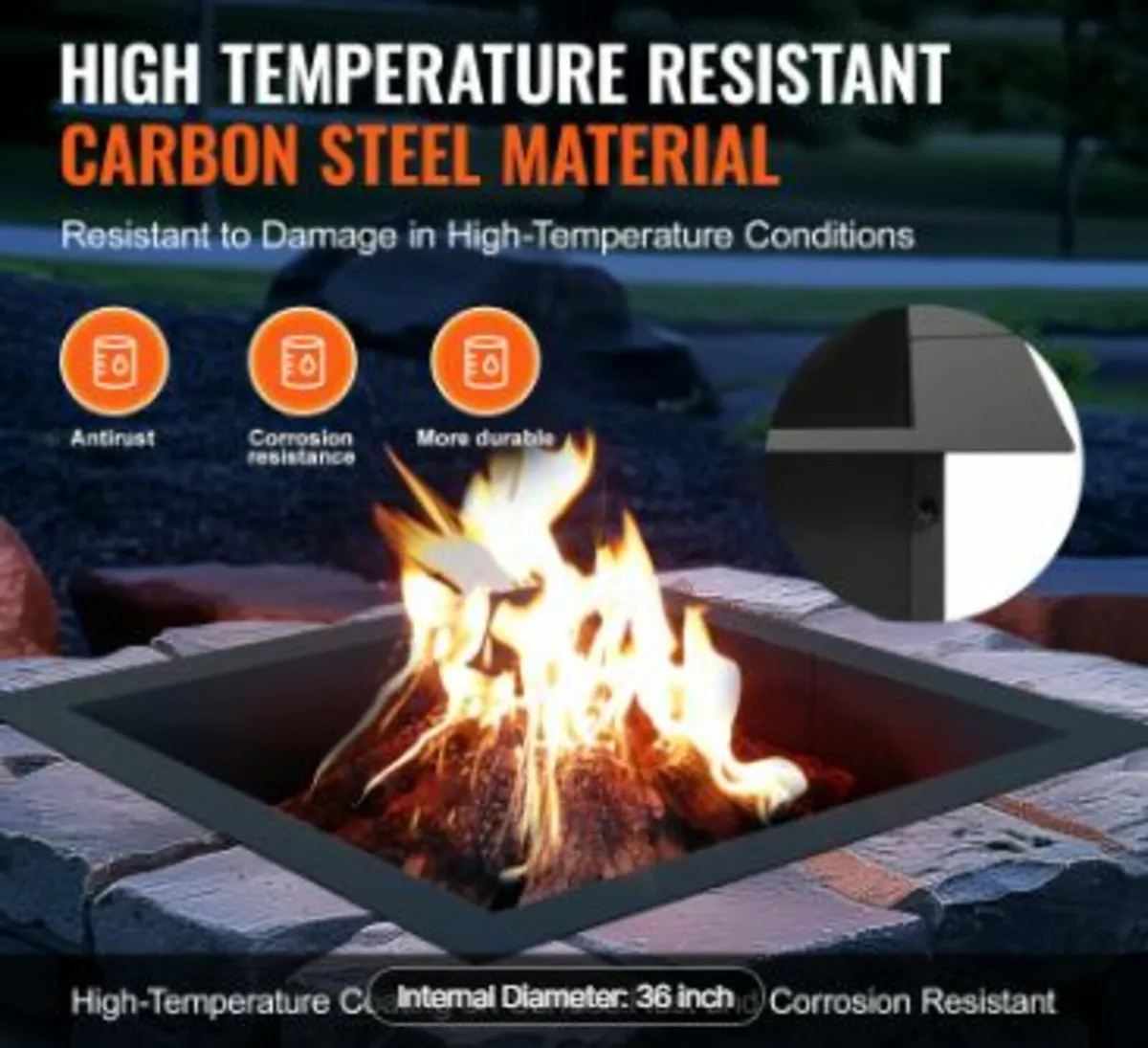 Fire Pit Ring Square 42x42 in Outer Steel Liner DI - Image 2