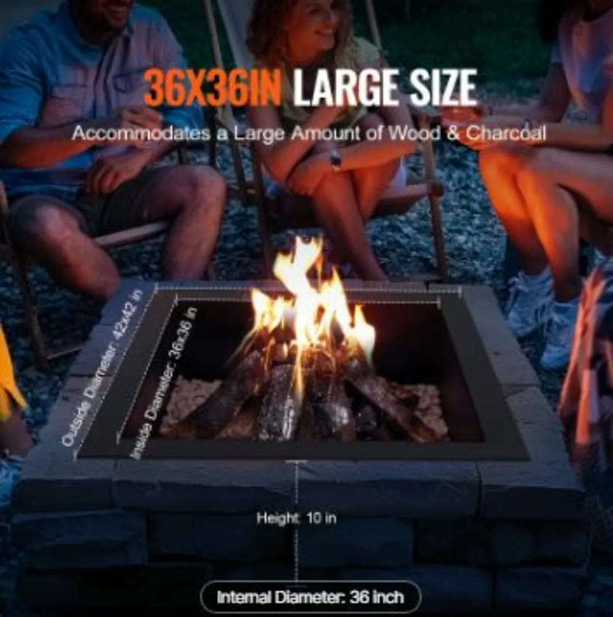 Fire Pit Ring Square 42x42 in Outer Steel Liner DI - Image 3