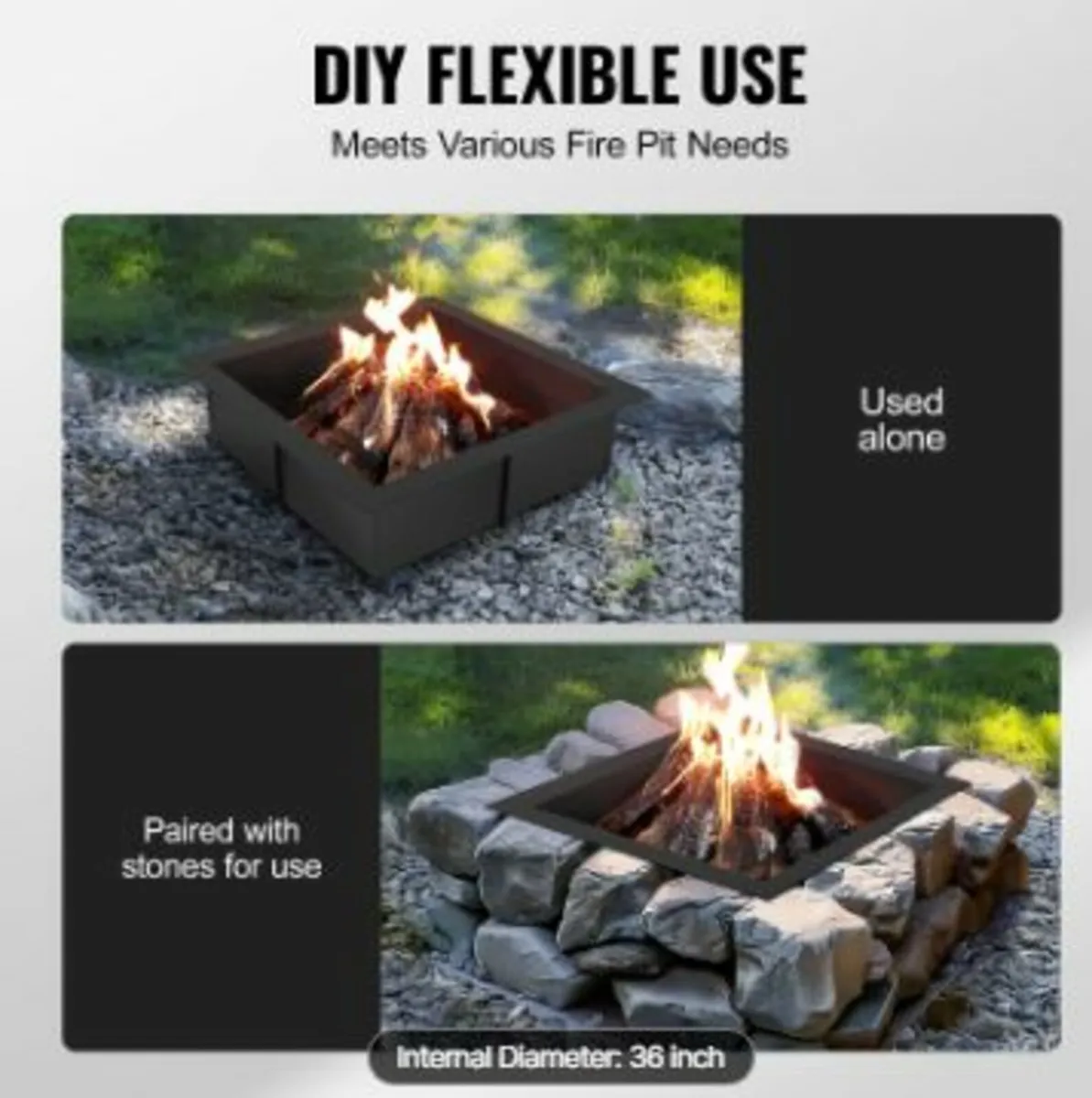 Fire Pit Ring Square 42x42 in Outer Steel Liner DI - Image 4