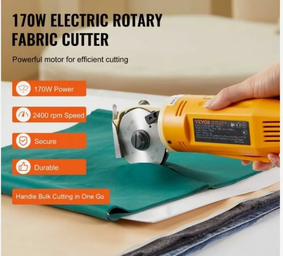 Fabric Cutter 170W Electric Rotary Fabric Cutting - Image 3