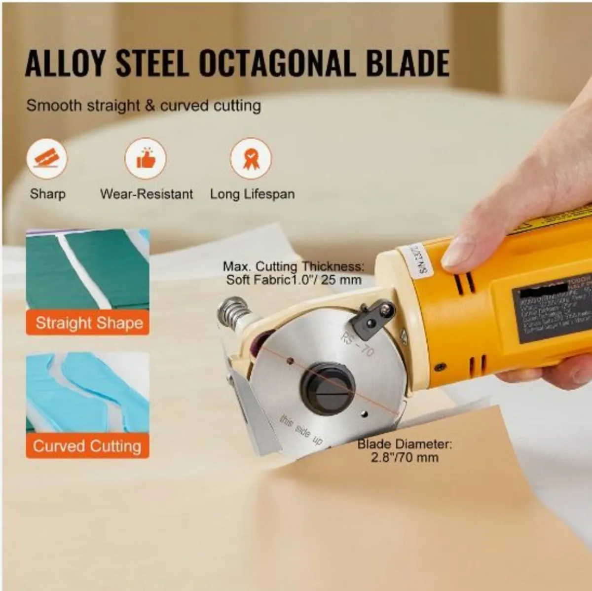 Fabric Cutter 170W Electric Rotary Fabric Cutting - Image 4