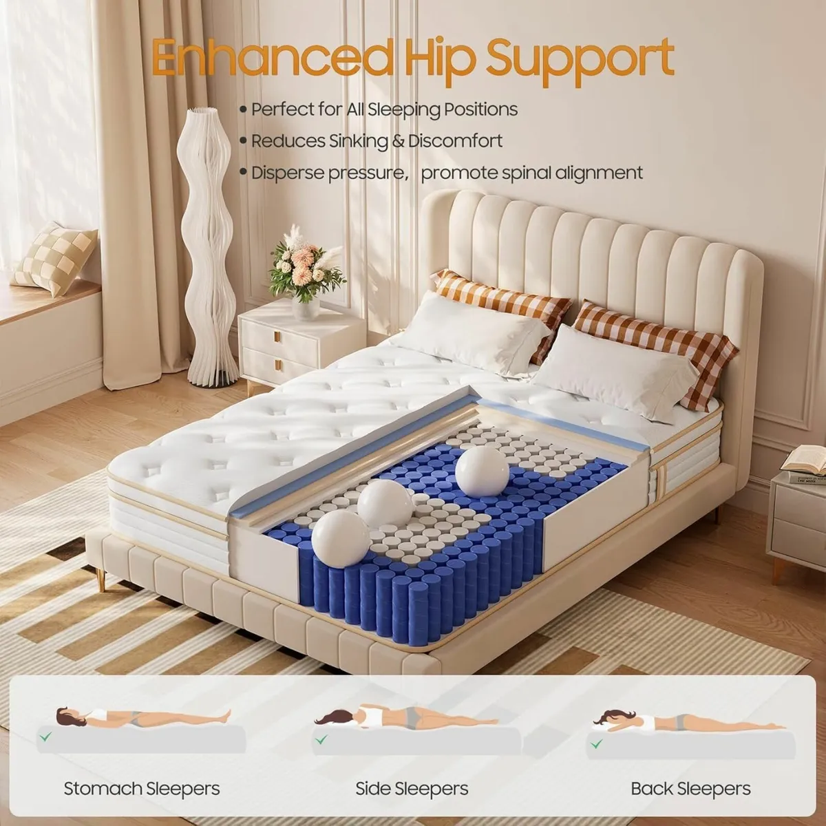 Double Mattress Memory Foam Hybrid 135x190x25cm - Image 3