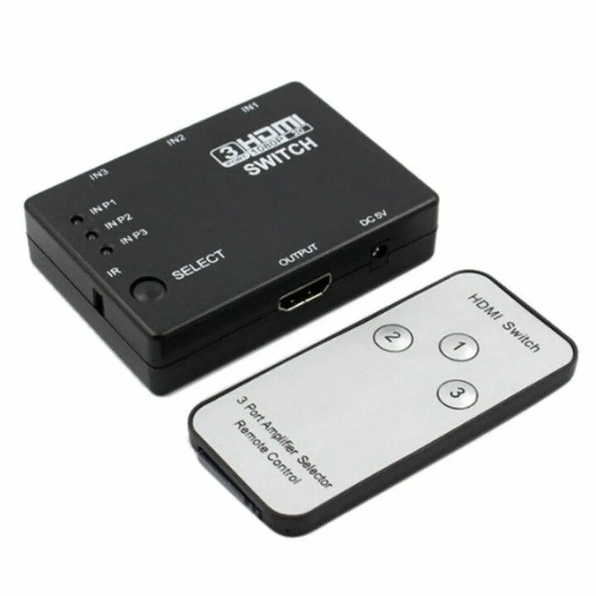 HDMI 3 Port Switcher Splitter Switch Hub with Remo
