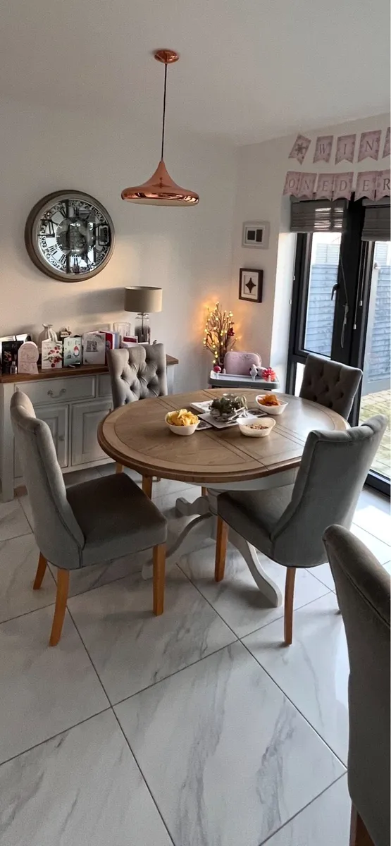 EZ Living Grey Fabric Dining Chair With Oak Legs - Image 2