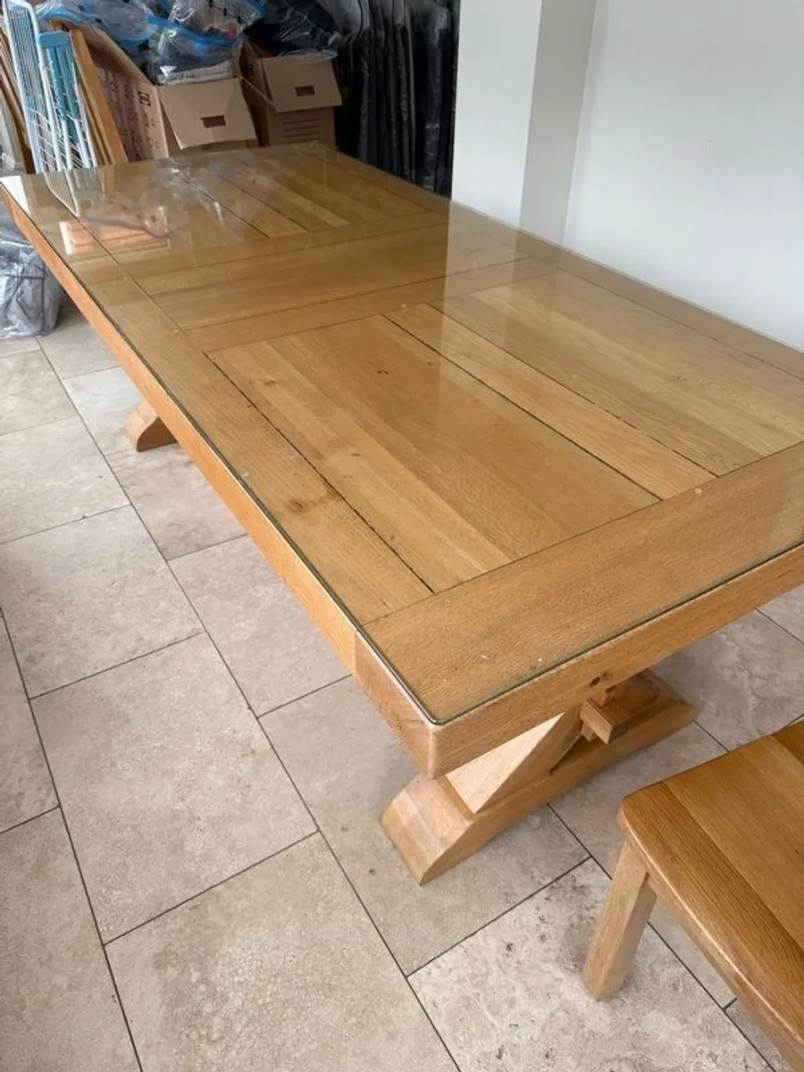 Solid Oak Dining / Kitchen table seats 8 people - Image 1