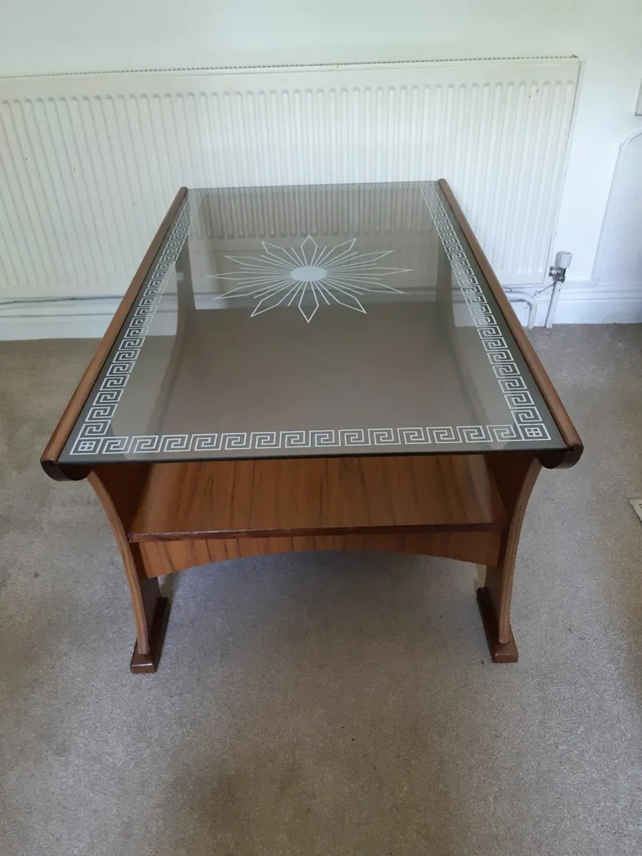 Original 70's Smoked Glass Top Coffee Table - Image 4
