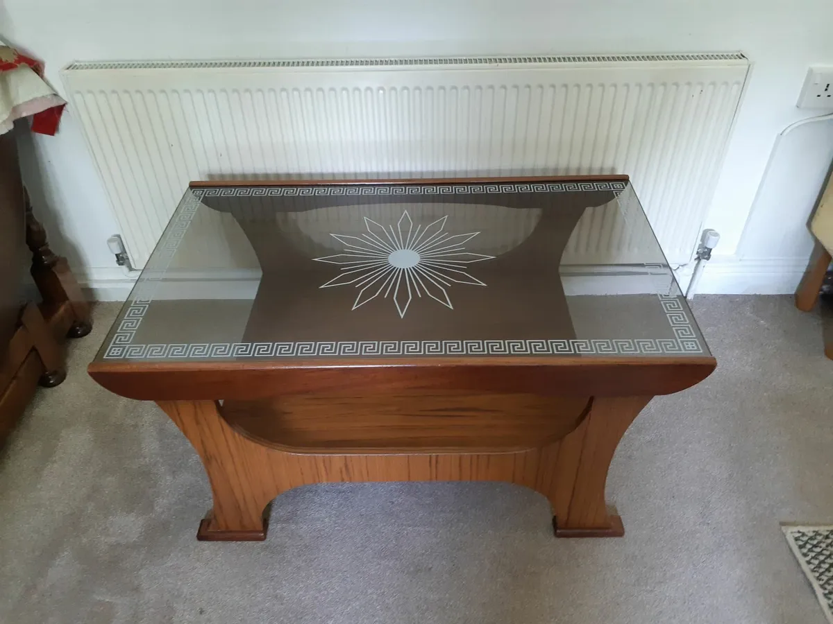 Original 70's Smoked Glass Top Coffee Table - Image 3