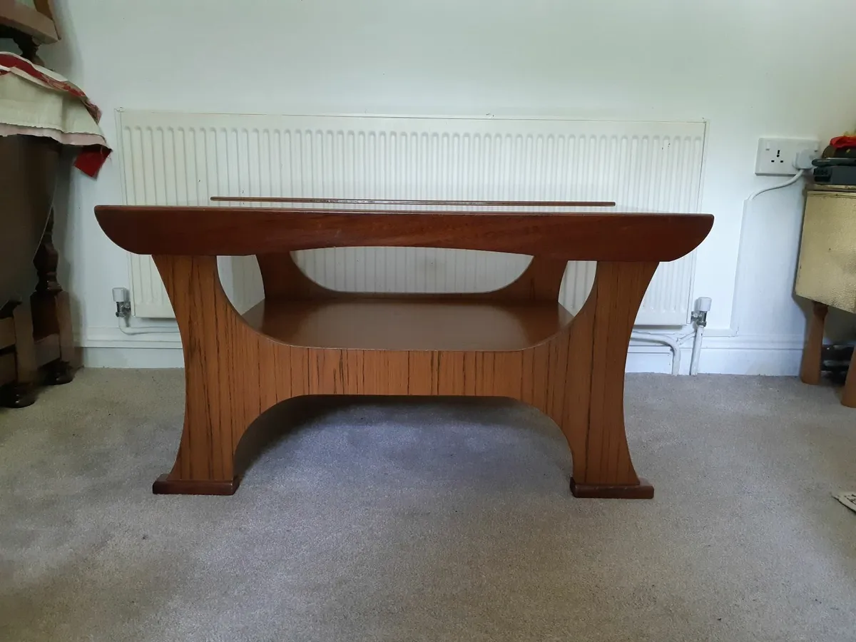 Original 70's Smoked Glass Top Coffee Table - Image 2