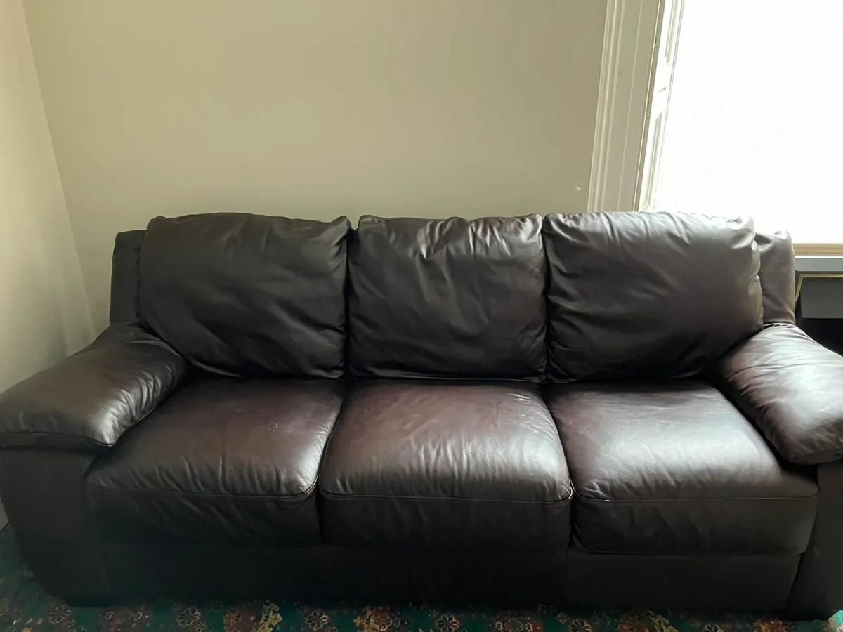 3 Seater Leather Couch + Recliner Armchair €400 - Image 1