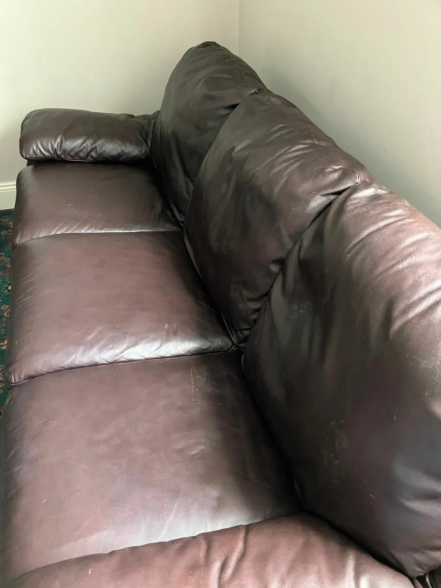 3 Seater Leather Couch + Recliner Armchair €400 - Image 2