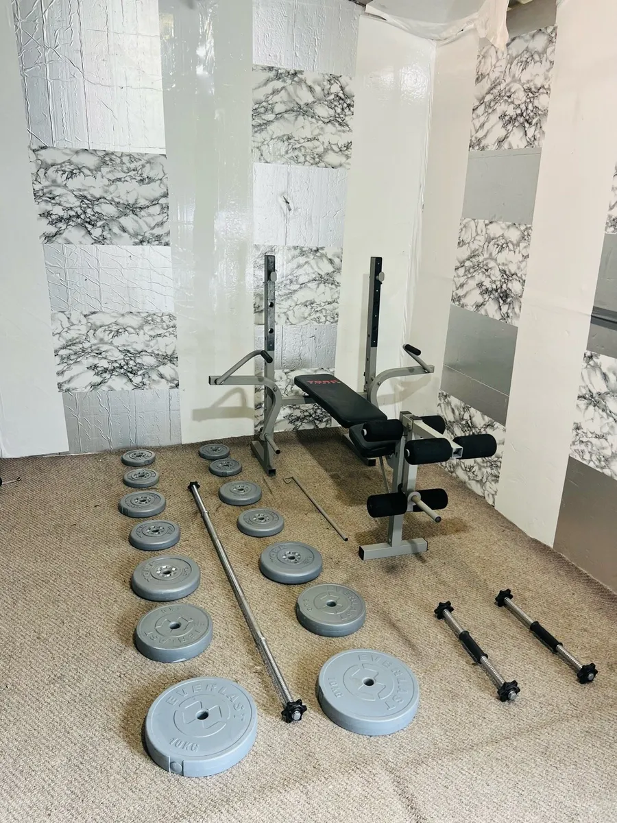 MULTI FUNCTION BENCH 55KG WEIGHTS BARS - Image 2