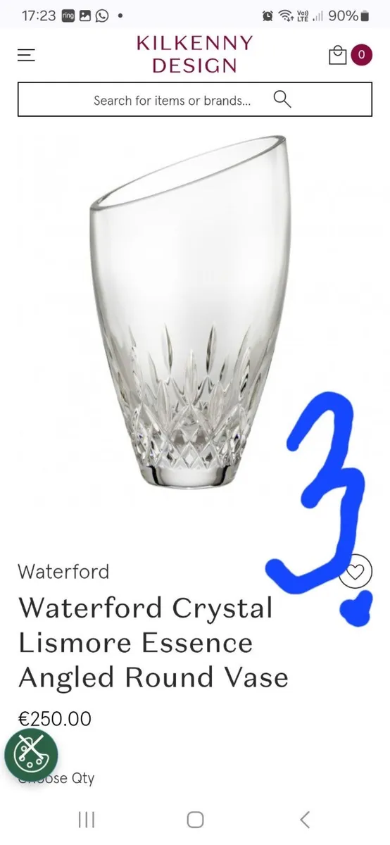 Waterford crystal Lismore essence angled round vas - Image 2
