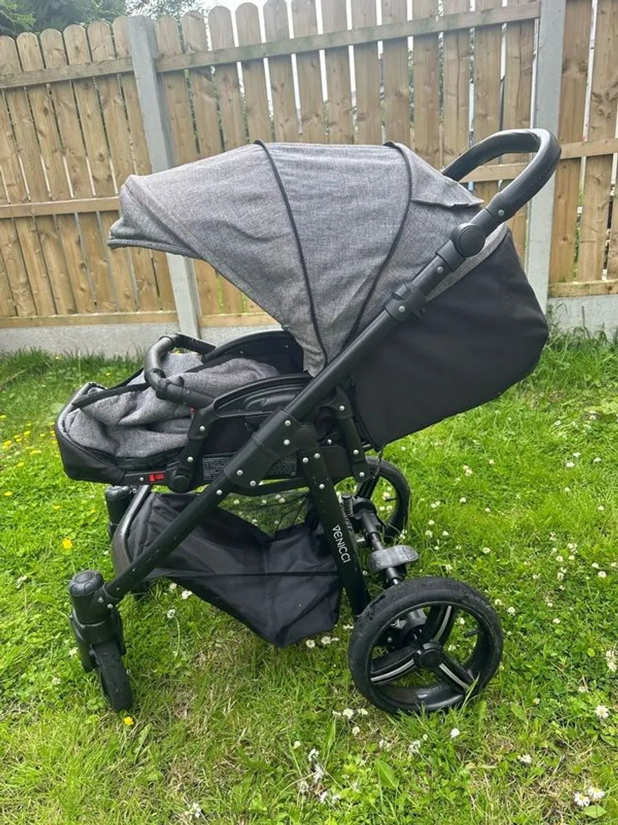 Venicci Soft Denim Grey with Black Chassis Travel System 3in1 - Image 1