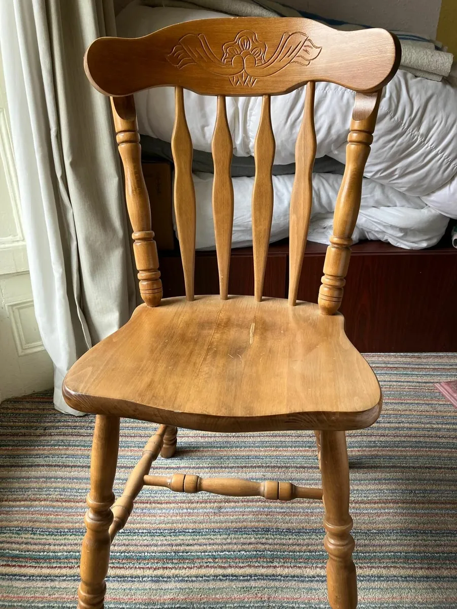 3 x Solid Wood Kitchen Chairs - Image 2