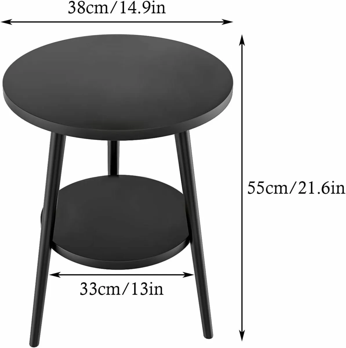 Round Side Table 2 Tier End Table Coffee Table - Image 2