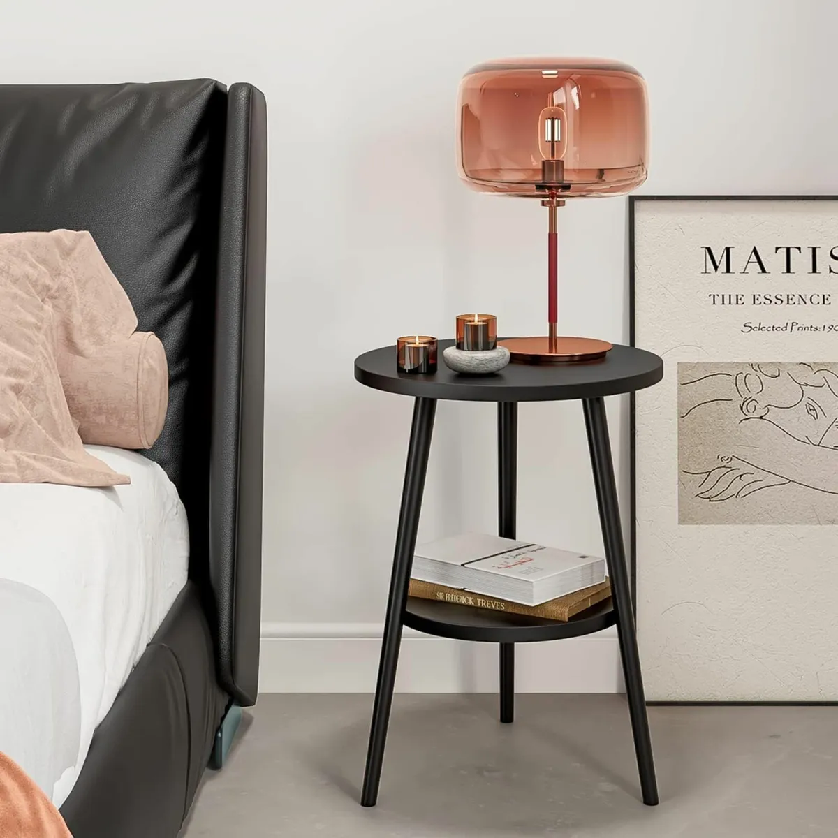 Round Side Table 2 Tier End Table Coffee Table - Image 3