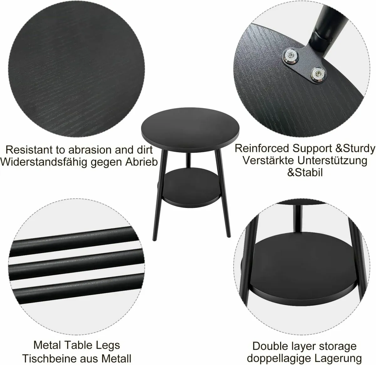 Round Side Table 2 Tier End Table Coffee Table - Image 4