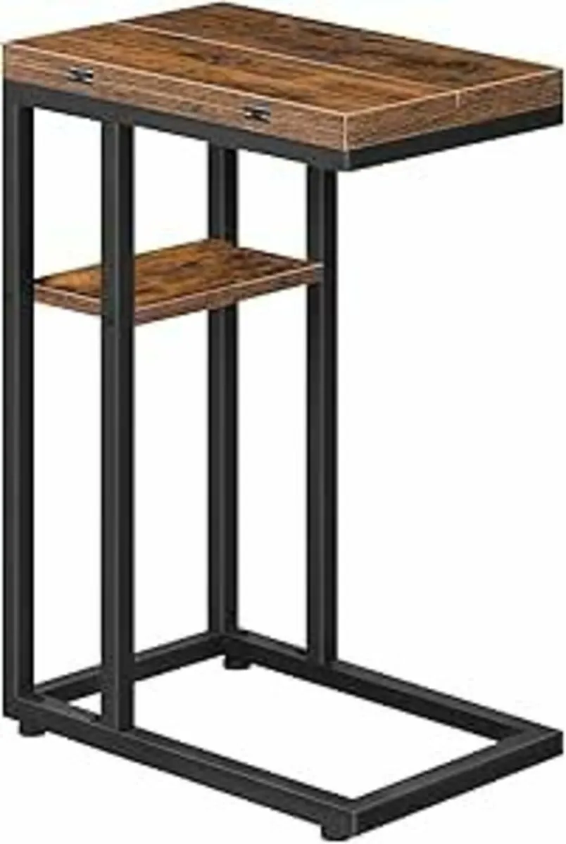 Brown Side Table, Foldable Sofa Coffee Tables - Image 2