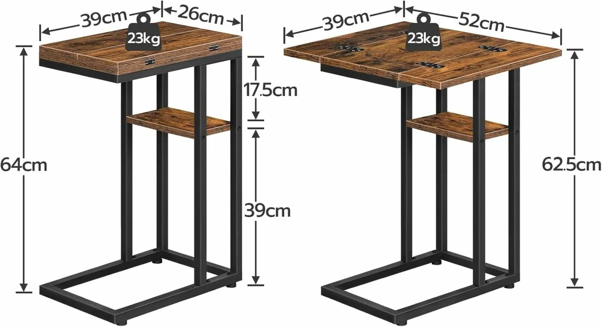Brown Side Table, Foldable Sofa Coffee Tables - Image 3