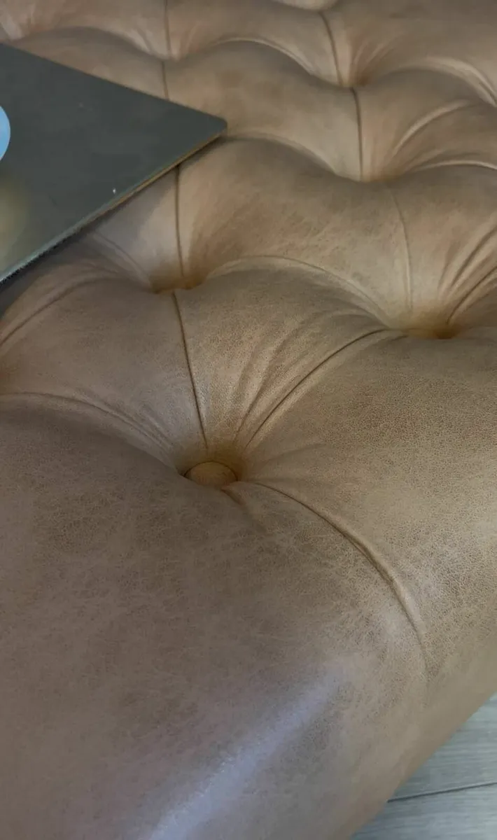 Chesterfield Bench Eco Leather Brown Elegant Styli - Image 2