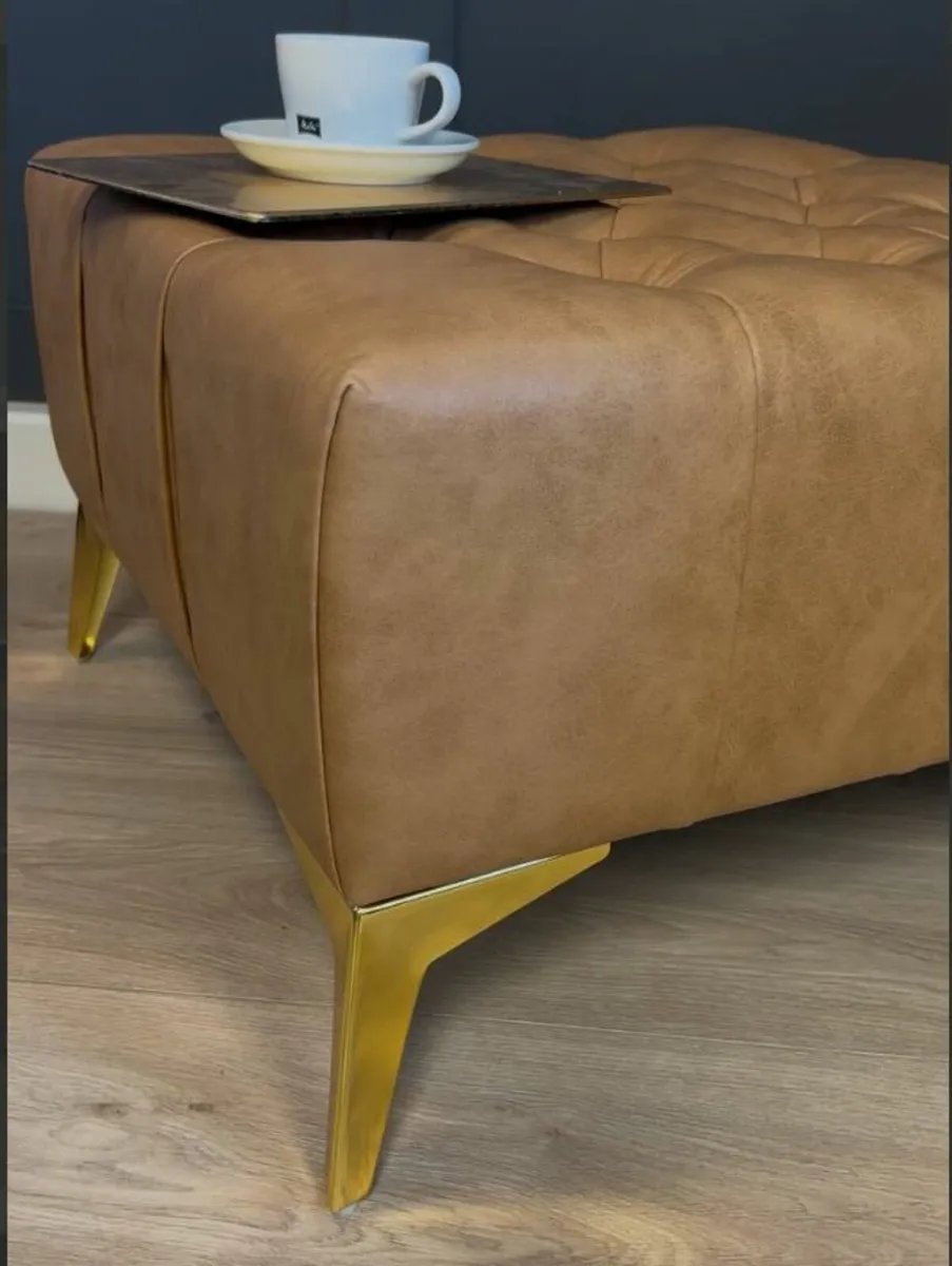 Chesterfield Bench Eco Leather Brown Elegant Styli - Image 3