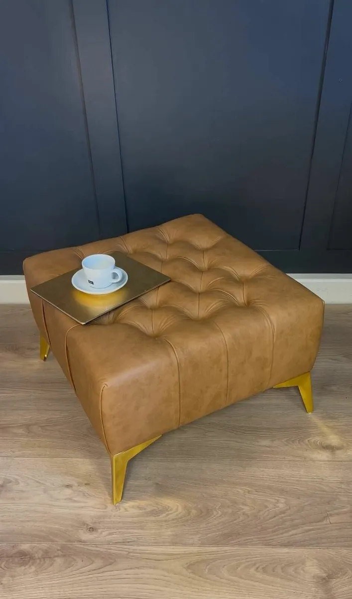 Chesterfield Bench Eco Leather Brown Elegant Styli - Image 4