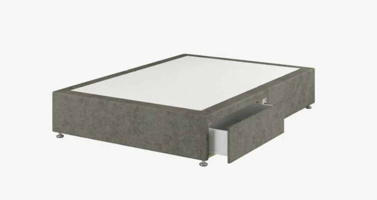 Divan base 2  Drawer - Grey + Spring Mattress - Image 1