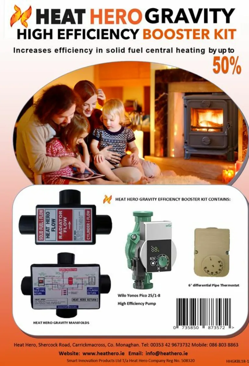 HEAT HERO GRAVITY BOOSTER KIT - FOR BOILER STOVE - Image 1