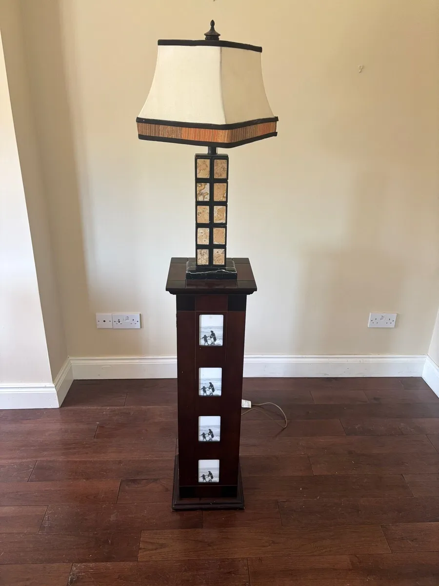 Tall mahogany table with storage and space for pho - Image 1
