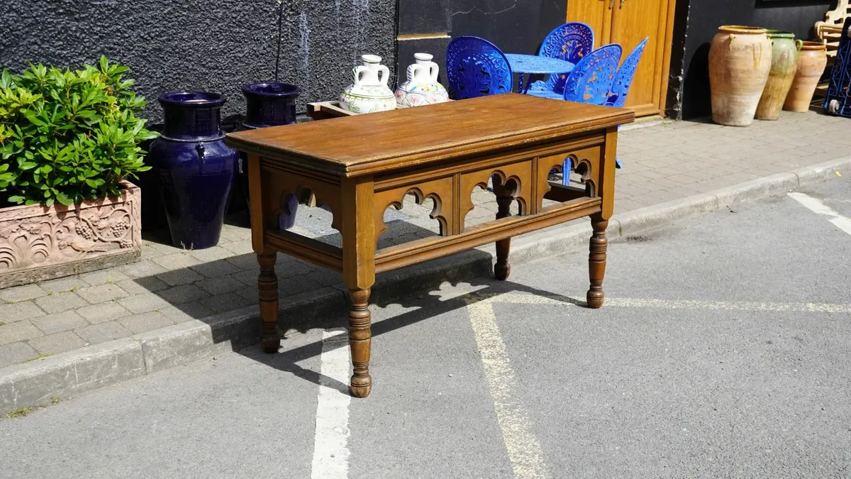 🕍 Antique Irish Gothic Revival Church Table - Image 2