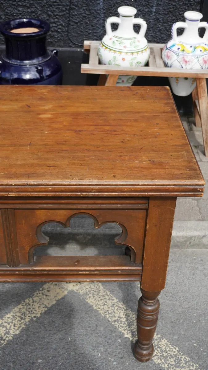 🕍 Antique Irish Gothic Revival Church Table - Image 4