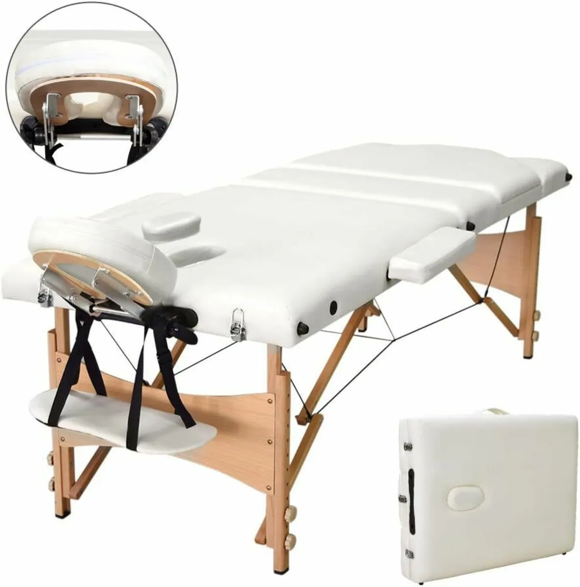 Massage Bed Table - Foldable Beauty Couch (White) - Image 1