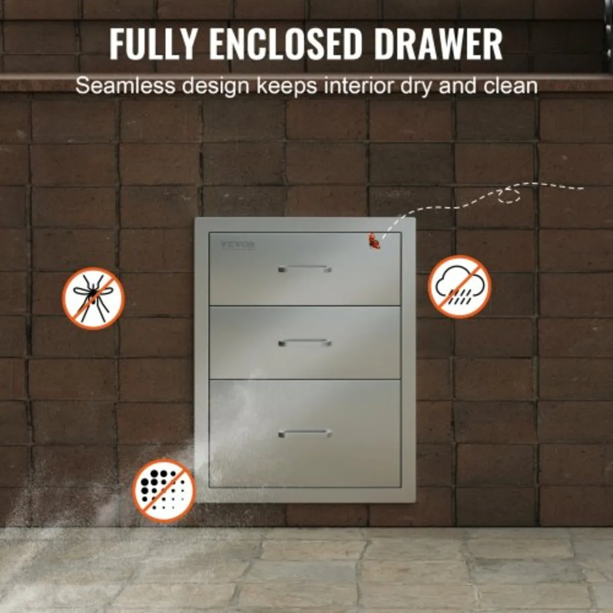 Stainless Steel 3 Chest Of Drawers W/handle 35*58c - Image 2