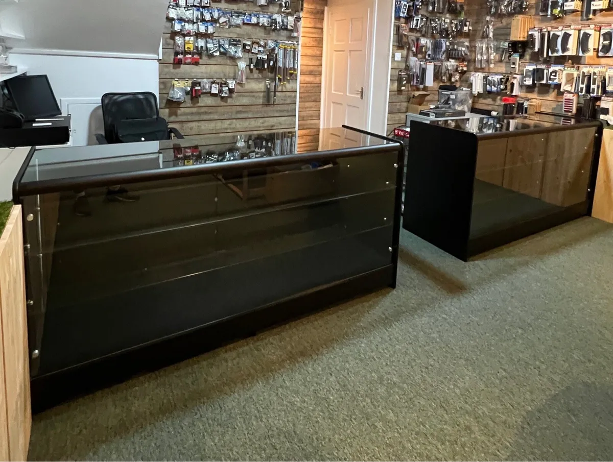 Black Full Glass Display Counter with Doors - Image 1