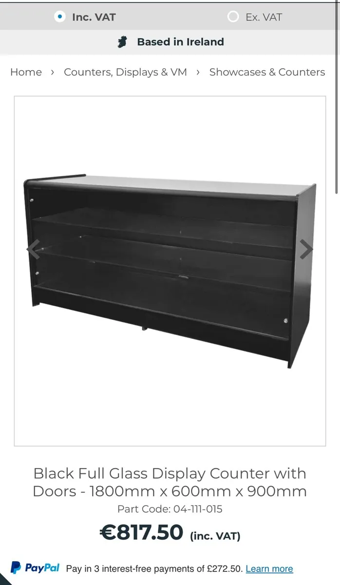 Black Full Glass Display Counter with Doors - Image 2