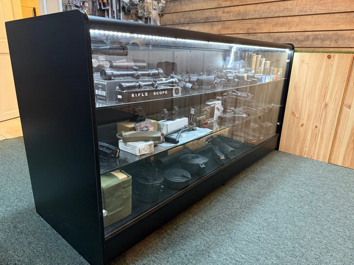 Black Full Glass Display Counter with Doors - Image 3
