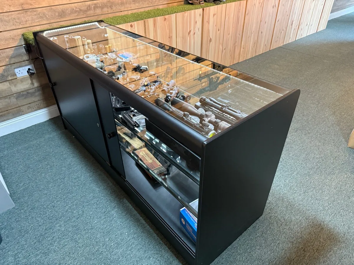 Black Full Glass Display Counter with Doors - Image 4
