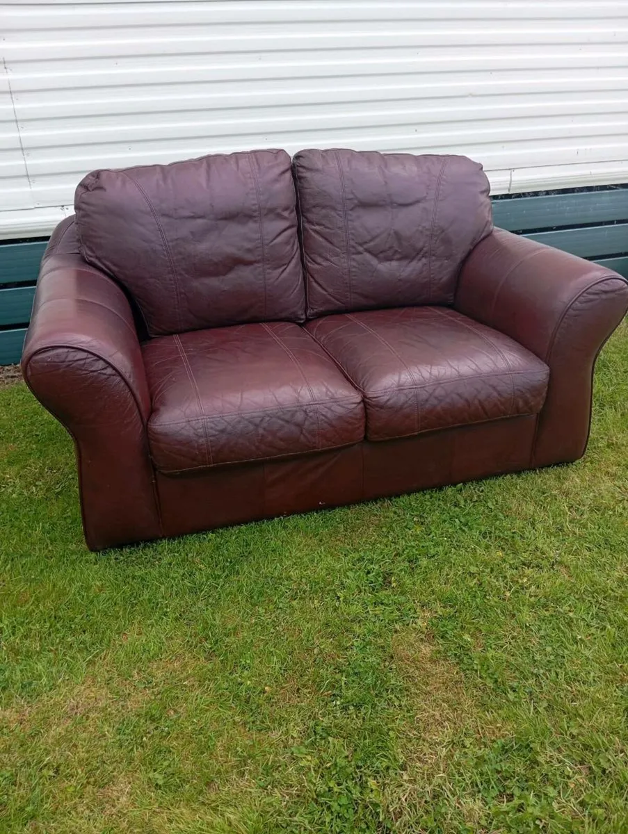 Leather 2 seater sofa x 2 - Image 2