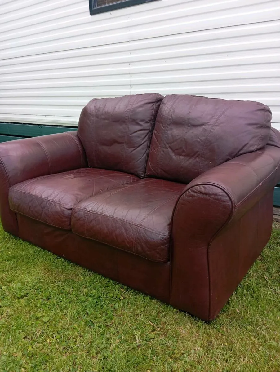 Leather 2 seater sofa x 2 - Image 1